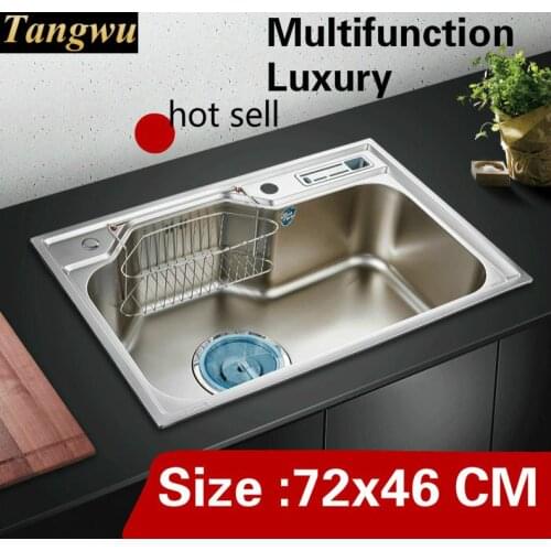 Free shipping Apartment luxury kitchen single trough sink vogue do the dishes food-grade 304 stainless steel hot sell 72x46 CM
