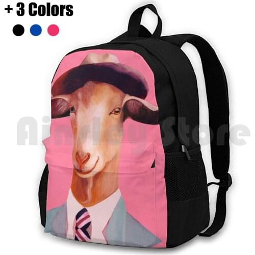 Billy Goat Pink Outdoor Hiking Backpack Riding Climbing Sports Bag Goat Pink Color Fashion Portrait Animal Game Trigger Billy