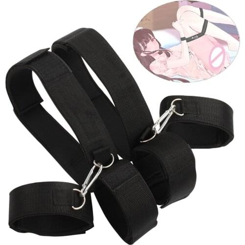 Three-ring wrist strap for couple handcuffs thigh sexual restraint gear adjustable auxiliary harness SM toy