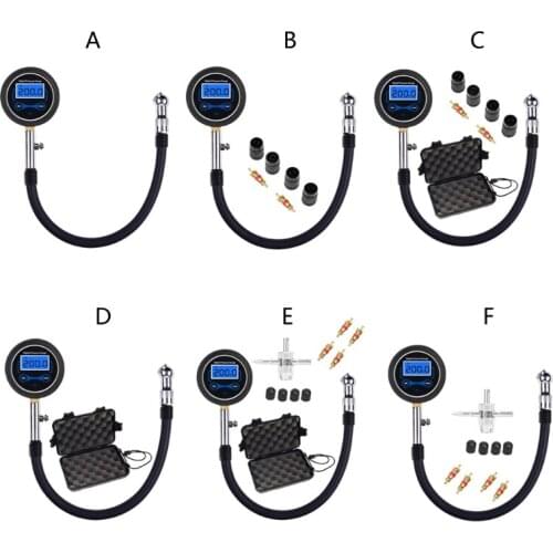 Digital High-Precision Tire Pressure Gauge LCD Display with Extension Tube Adapter 360 Rotating head Quickly Measure the Pressur