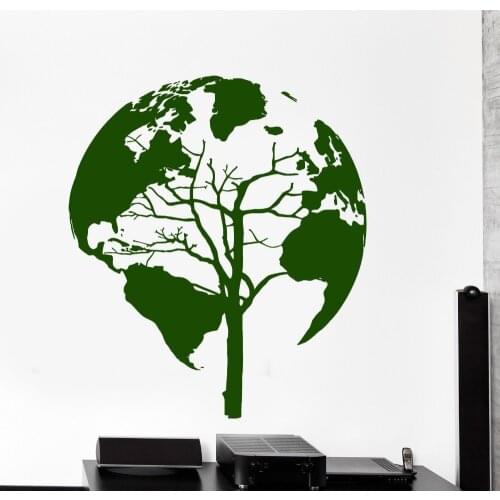 Hot Sale Quality Wall Sticker Tree Nature World Map Cool Decor For Living Room Vinyl Wall Decals KW-177