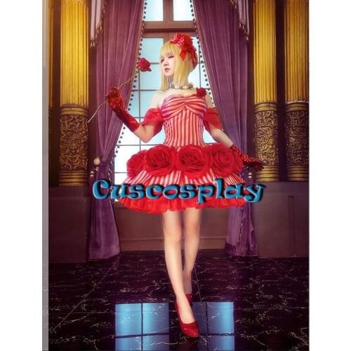 Game Fate/EXTRA Saber Emperor Nero Players Red Dress Uniform Cosplay Costume Full Set In Stock Free Shipping Halloween Christmas