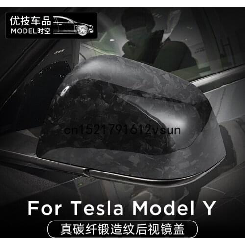 For Tesla Model Y Carbon Mirror Cover Reversing Mirror Cover Shell Forging Modification Accessories