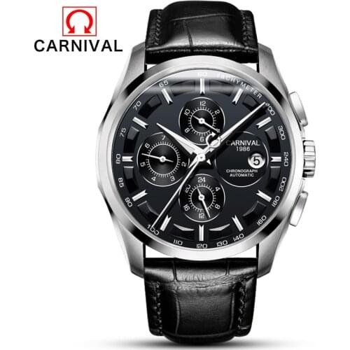 2021 Carnival Mechanical Watch Hardlex Case Orologio Uomo Relogio Masculino de Luxo Men 40mm Luminous Calendar Waterproof Watch
