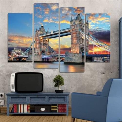 Home Decoration Picture 4 pieces London Tower Bridge Canvas Print Canvas Painting Home Decor Wall Art Pictures
