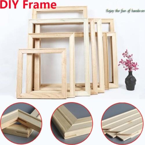 Multiple sizes natural wooden frame for canvas oil Painting by numbers,diy frame for photo, inner frame for home decor