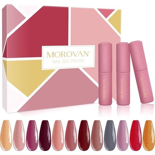 Gel Nail Polish Kit-12 Pcs Dark Colors Gel Nail Polish Set for Manicure Nail Art Salon or Home