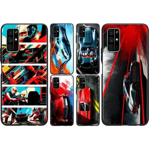 Cool Cartoon Racing car For Huawei Honor 50 SE V30 View 20 V20 30i 30S 30 20S 20E 20i 20 Lite Pro Plus Soft Phone Case