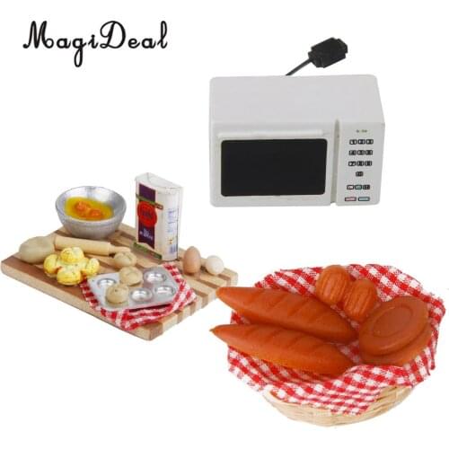 MagiDeal 1Pc White Wooden Microwave Oven for 1/12 Dollhouse Kitchen Cooking Miniature Cookware Kitchenware Kids Role Play Toy
