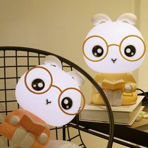 Bear Glasses Rabbit Lamp Modern Baby Night Lamp Kids Led Night Light Cartoon Animal Table Lamps Children Birthday Holiday Gifts