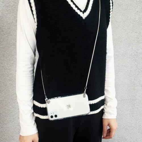 Fashion Lanyard Strap For VIVO U3 Y19 Y5S Y11 Y17 Y15 Y91C Y95 Y83 Pro Y97 Metal Necklace Crossbody Plating Silicone Phone Cases