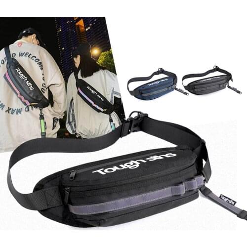Reflective Stripe Men Chest Bag Hip Hop Waist Pack High-Capacity Outdoors Banana Pouch Street Unisex Belt Pack Crossbody Bags