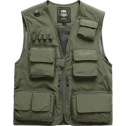 Mens Summer Fishing Hunting Outdoor Climbing Trekking Vest Male Sleeveless Multi-Pocket Quick-dry Mesh Photography Waistcoat