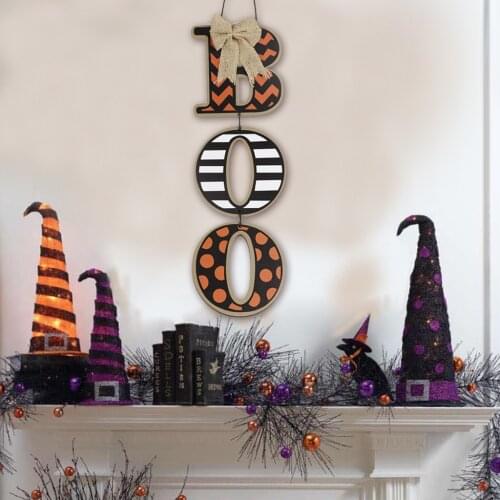 Halloween Boo Wall Sign Door Hanging Decoration Letter Door Sign Board Plaque Halloween Home Garden Decoration BOO Hanging Sign