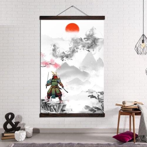 Wall Art Canvas Print and Poster Canvas Painting Modern Wall Pictures Home Decoration for Living Room Japanese Samurai Dragon
