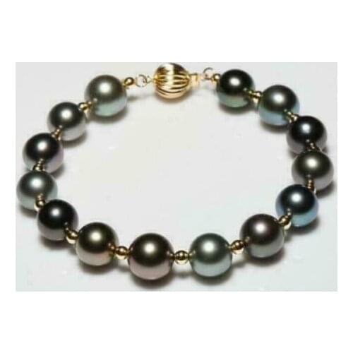 NEW AAA 10-11mm Natural South Sea Black Pearl Bracelet 7.5-8 inch