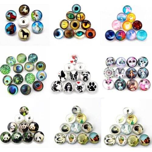 New Product 10pcs/Lot Pieces/batch Red Deer Dog Glass Button 18mm Snaps Charm Suitable For ginger Bracelet And Jewelry