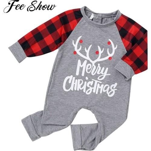 Baby Clothes For Newborns Baby Boys and Girls Long Sleeve Christmas Plaid Romper Toddler Jumpsuit Spring Autumn New Year Costume