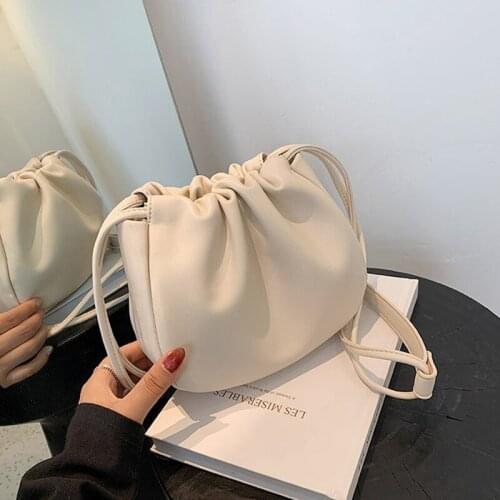 Solid Color Drawstring Bag Women 2021 High Quality Pu Leather Crossbody Bag Fashion Simple Shoulder Bags Handbag Ladies