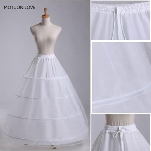 Wholesales White Long Wedding Crinoline 4 Hoops Petticoats Wedding Dress Accessories Jupon Tulle Femme Vestido Para Casamento