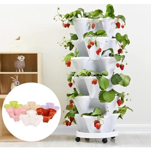 Plastic Stackable Vertical Stereoscopic Flower Plant Pot Strawberry Seedling Holder Garden Planter Flower Vegetables Decoration