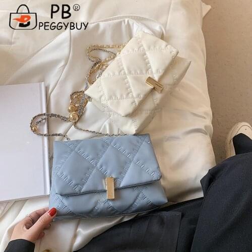 2021 Hot Vintage Small Purse Ladies Handbags Women Lattice Pattern Chain Pure Color PU Handbag Shoulder Crossbody Bag