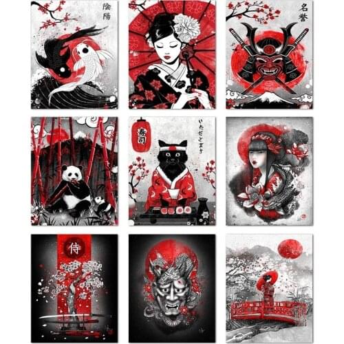 Samurai Poster and Prints Japanese Decoration Geisha Abstract Wall Art Canvas Painting HD Picture Living Room Home Decor Cuadros