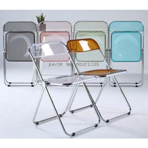 Transparent chair acrylic folding chair ins net red Nordic home back dining chair modern minimalist makeup stool