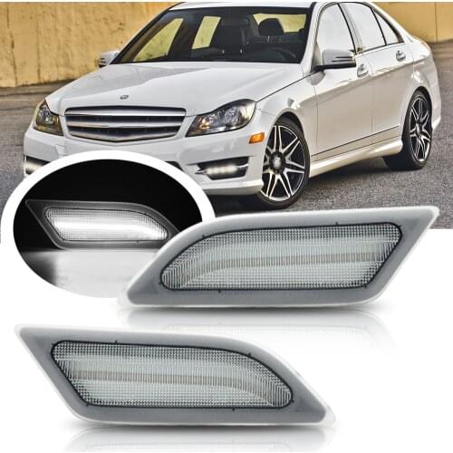 Clear Lens White LED Side Marker Lights For Mercedes Benz W204 C250 C300 C350 & 2008-2013 C63 AMG 2012-2014 LED Turn Lamp