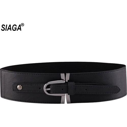 Ladies Casual Retro Black Overcoat Decorative PU Leather Belts for Women Type Fashion Waistband Belt 6.0cm Width FCO185