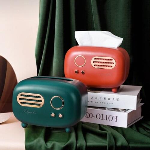 Retro Radio Tissue Box Napkin Holder for Paper Modern Home Decoration Desktop Paper Holder Vintage Dispenser Storage Napkin Case
