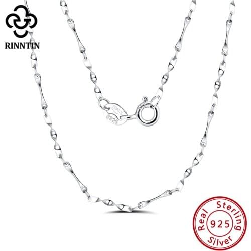 Rinntin Silver 925 1.0mm Twisted Link Chain Necklace for Women Elegant Chain on Neck Silver Jewelry Party Accessories SC05-P-18