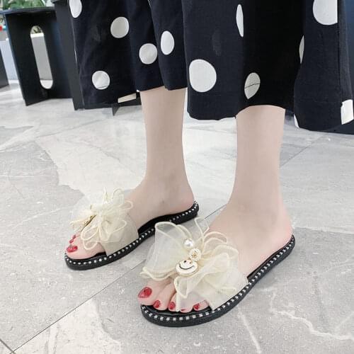 Slippers Women Terlik Woman Slip On Sandals Bow Flat Hemp Linen Summer Sliders Espadrille Shoes De Mujer