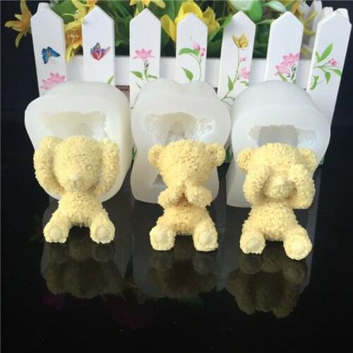 Bear silicone molds Aromatic plaster mold cute bear decoration car pendant aromatherapy wax mould Craft Jewellery Making Mold