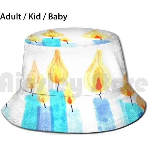 Blue Candles Sun Hat Foldable UV Protection Light Birthday Candles Blue Boy Celebrate Anniversary Greetings