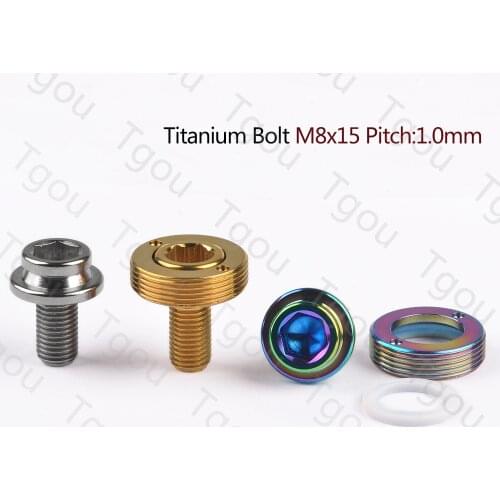 Tgou Titanium Bolt M8x15mm Square Hex Screws W/ Dust Cap Gasket for Pass Brompton Bottom Bracket Bike Ti Parts 1pcs