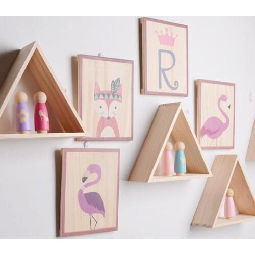 1pcs Triangle Wooden Floating Shelf Storage Display Book Shelf For Bedroom Living Room Kitchen Office Children House Decoration