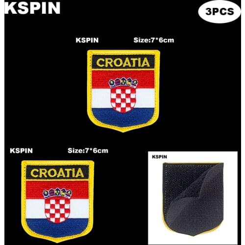 National Flag Patch Hook Loop Croatia Badges Armband 3D Stick on Jacket Backpack Stickers