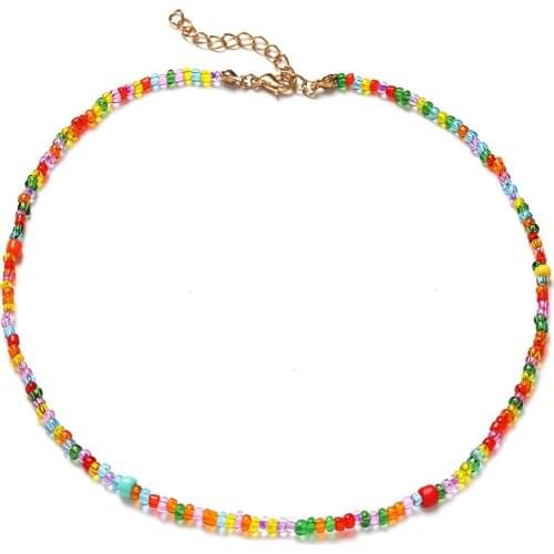 Bohemian Colorful Bead Choker Necklace for Women Girl Boho Short Collar AM3242