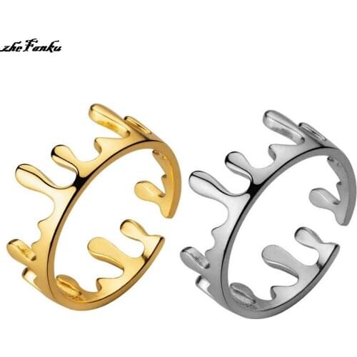 2021 New Fashion Metal Geometry Irregular Crown Ring For Women Index Finger Rings Party Jewelry