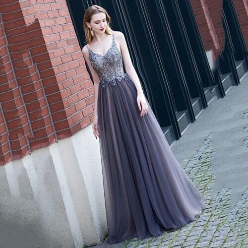 Robe De Soiree 2021 New Gryffon Formal Evening Dress Sexy V-neck A-line Spaghetti Strap Wedding Party Dress Customize Size