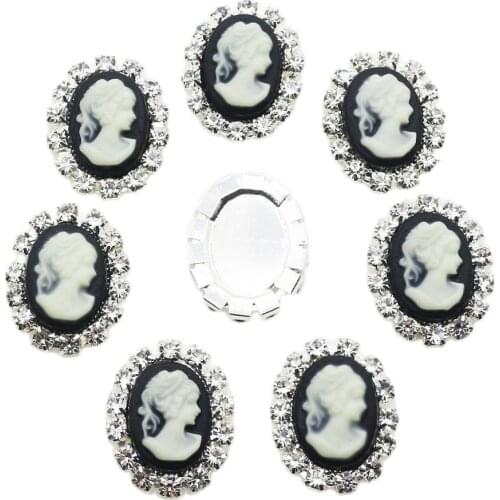 ZMASEY 10pcs/Lot 20mm*15mm Oval Beauty head Button shiny wedding decoration Buttons Sewing Crystal Diy Accessories Wholesale