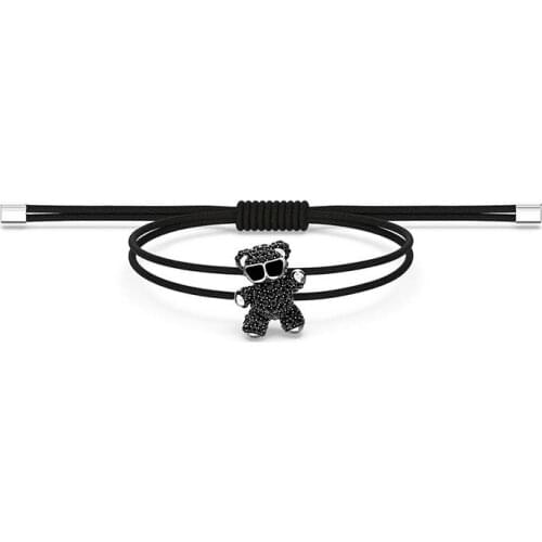 1:1 Sweet, cool, cute, black sunglasses, bear bracelet, adjustable pull double layer ladies jewelry