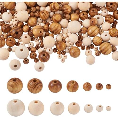 1 Set Mixed Color Natural Wood Beads Round Loose Spacer Beads for DIY Jewelry Making Charms Bracelets Crafts