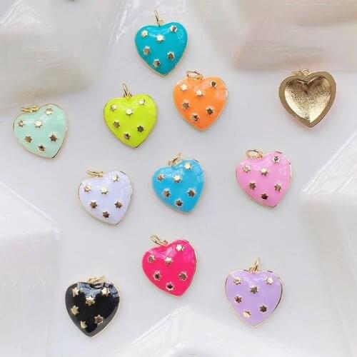 10 Pieces Enamel Heart shape pendant Necklace Fashion Tiny Pendant Jewelry Pendant Accessories Necklace 51695
