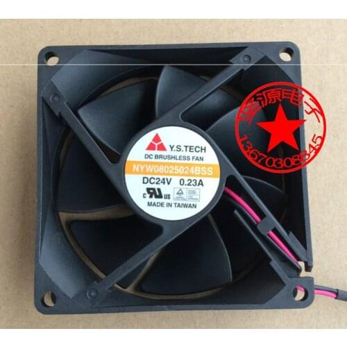 Y.S TECH NYW08025024BSS DC 24V 0.23A 80x80x25mm 2-wire Server Cooling Fan