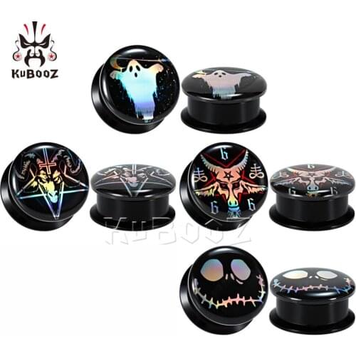 KUBOOZ 72PC Ear Piercing Body Jewelry Expander Picture Logo Earrings Extender Tunnels Plugs Fashion Gauges Stud Jewelry For Gift