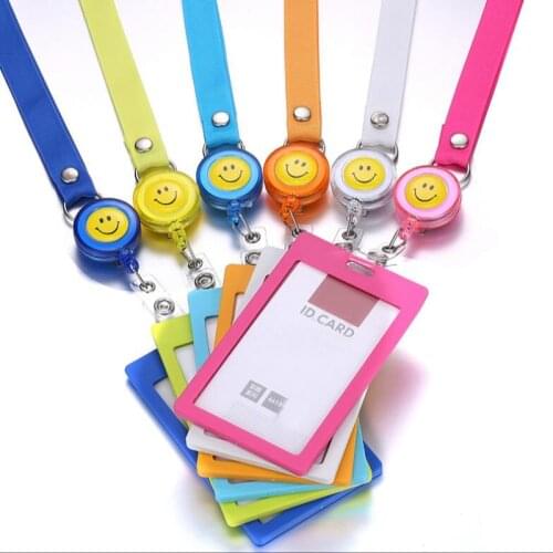 5pcs Silicone Card Case Holder PortableCredit ID Business Identity Badge With Lanyard School Prize Fashion Gift
