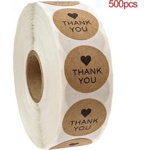 500pcs/roll THANK YOU Sticker Kraft Labels Gift Box Paper Sticker Labels Seal For DIY Manual Decoration Gift Card/Gift Box Etc
