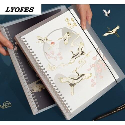 Antique crane loose leaf B5 detachable iron clasp PP cover A5 notebook sub grid Notepad checkerboard